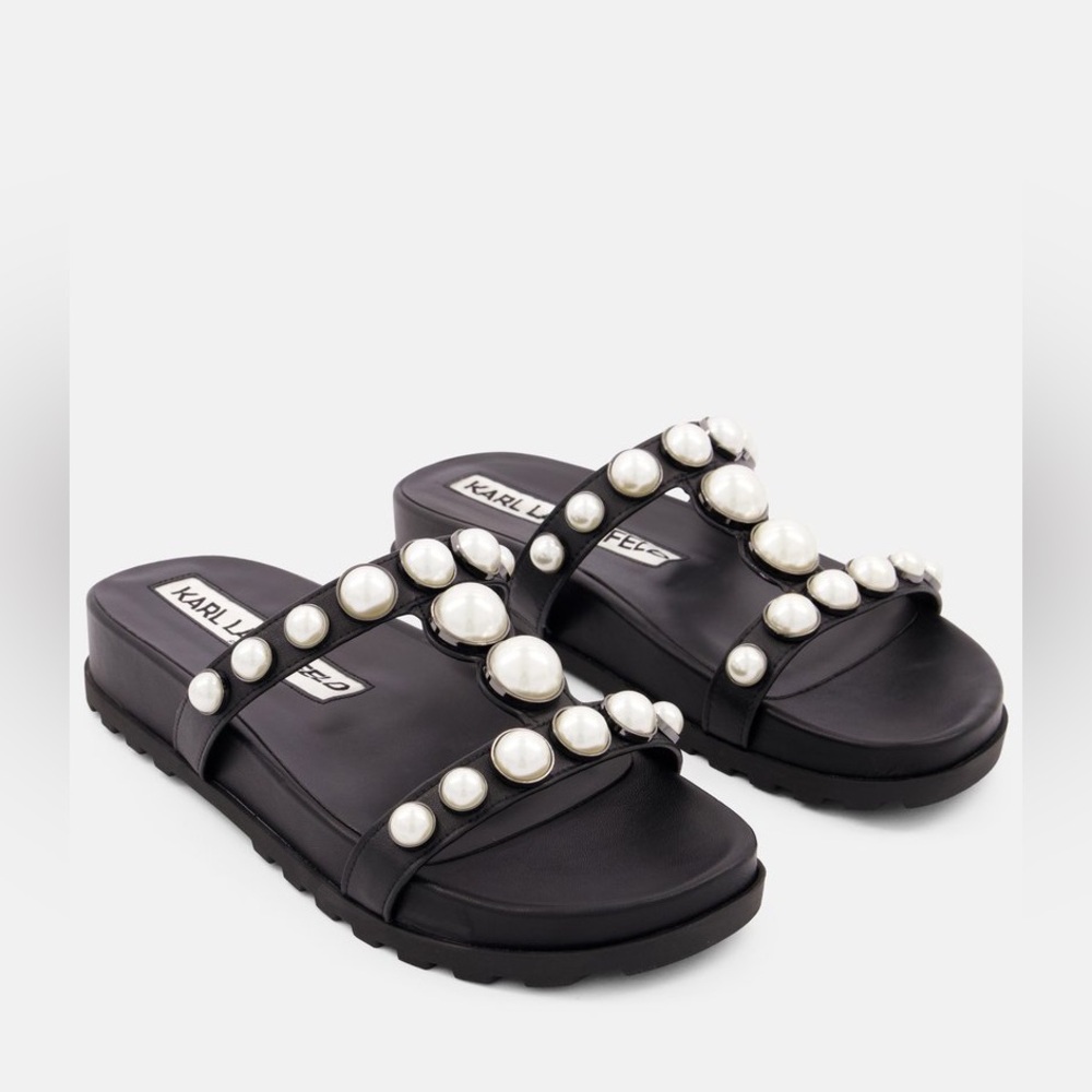 NIB Karl Lagerfeld Blithe Pearl Sandal Black Size 6.5